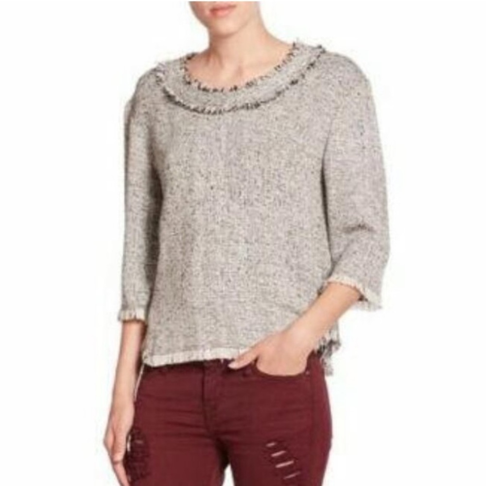 IRO Bardy Tweed Boucle Knitted Top in Black White Size Small FR 36 (US 4)